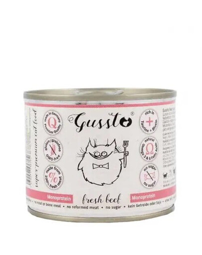 GUSSTO Cat Fresh Beef pre mačky, čerstvé hovädzie mäso 200 g